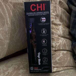 New Black CHI Tourmaline extended Ceramic 1’ Hairstyling flat Iron. Max 410F.